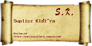 Suplicz Klára névjegykártya